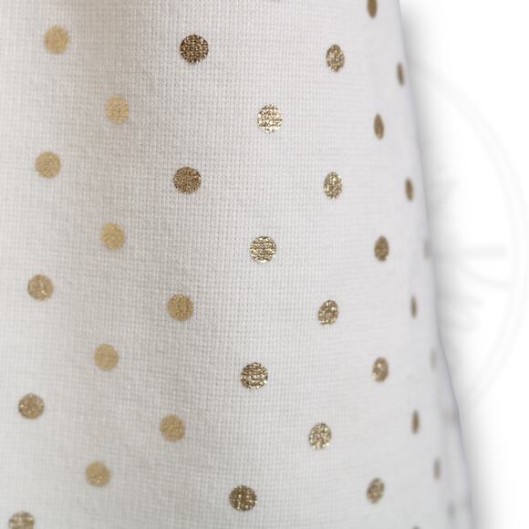 Maison Jules Ivory Gold Polka Dot Fit & Flare Dress Metallic Mini Zip Size S - Picture 5 of 11